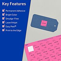 AVERY Printable Square Labels, Sure Feed Technology, 1" x 1", Bright Pink, Print-to-the-Edge