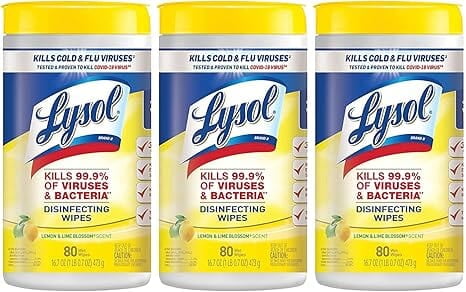 Lysol Disinfectant Wipes, Lemon and Lime Blossom, 80 Count (Pack of 3)