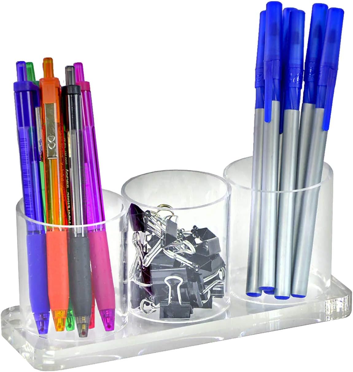 Azar Displays Acrylic Deluxe 3-Cup Holder, 3inH x 7inW x 2-1/2inD, Clear