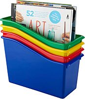 Office Depot® Brand Plastic Book Bin, 7-1/2"H x 11-1/2"W x 5-1/2"D, Assorted Colors