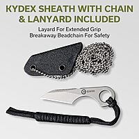 CIVIVI Gramis Mini Fixed Blade Neck Knife for EDC, Swedish 14C28N Steel, With Kydex Sheath with Chain and Lanyard C23004-2 Plain