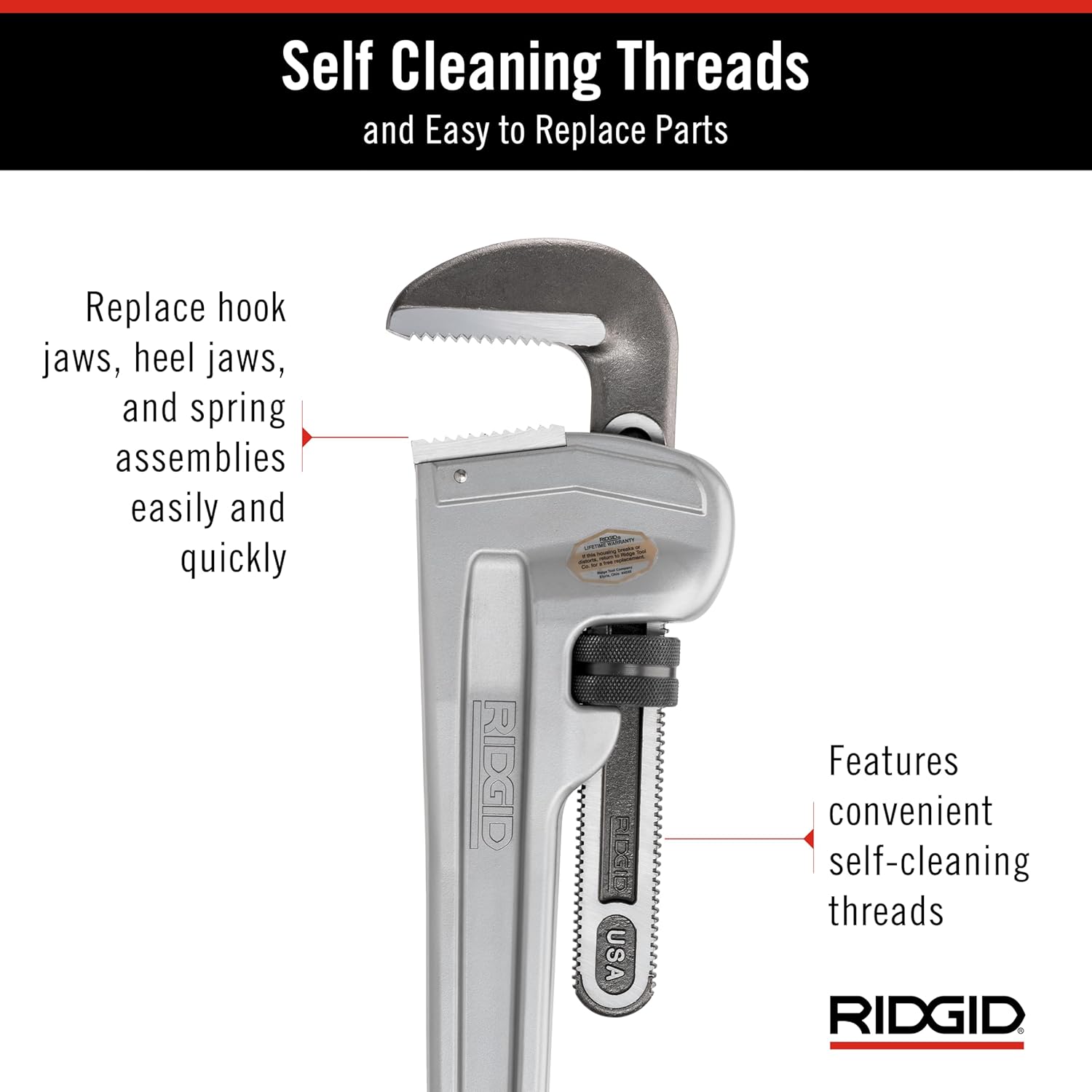 RIDGID 31115 Model 848 Aluminum Straight Pipe Wrench, 48-inch Plumbing Wrench