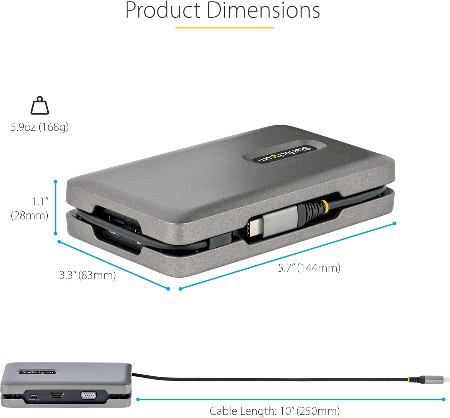 StarTech.com USB-C Docking Station Multiport Adapter with 4K60, 10Gbps USB Hub, 100W PD, Gigabit Ethernet