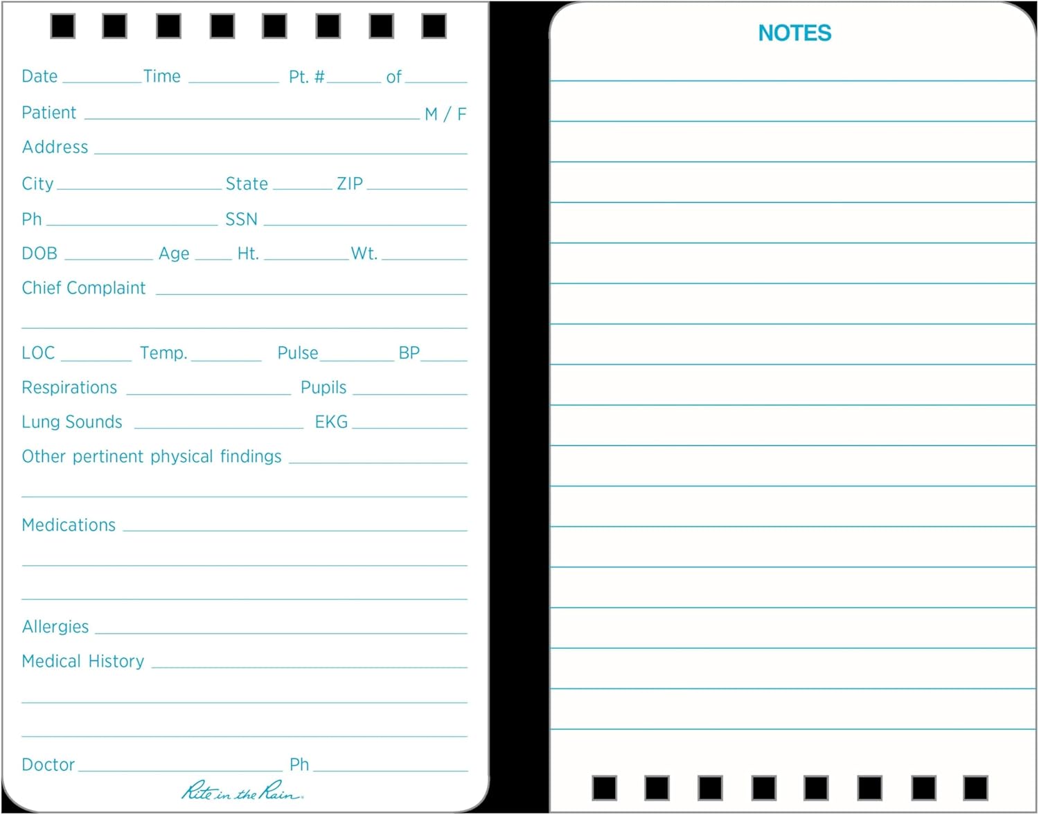 Rite in the Rain Weatherproof EMS Notebook, 3" x 5", Yellow Cover, Vital Stats Pages (No. 112) 1 Pack