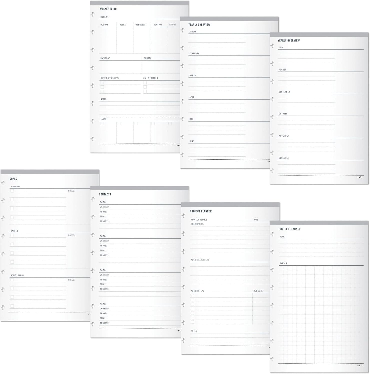 TUL® Discbound Organizational Inserts, Junior Size, White, Pack Of 100 Inserts