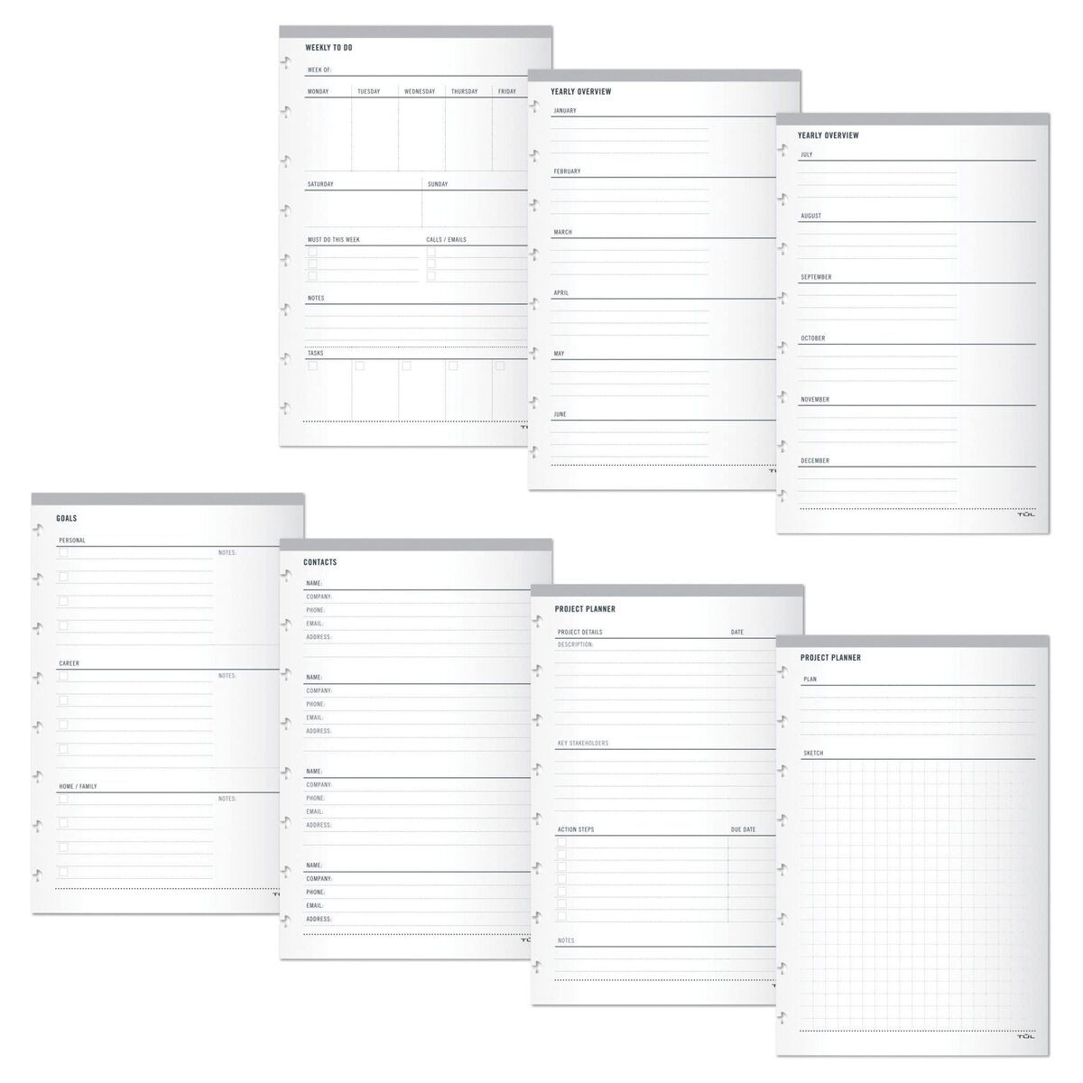 TUL® Discbound Organizational Inserts, Junior Size, White, Pack Of 100 Inserts