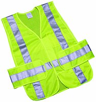 SKILCRAFT 8415-01-598-4875 Safety Vest with Silver Reflective Tape and Front Closure, One Size Fits All, Lime