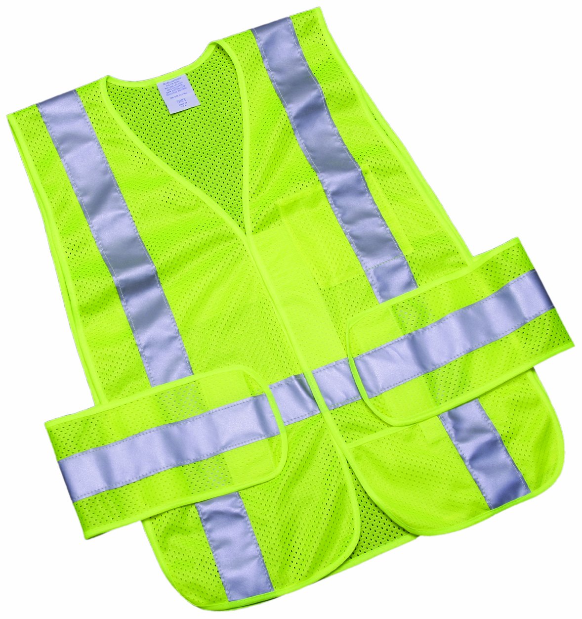 SKILCRAFT 8415-01-598-4875 Safety Vest with Silver Reflective Tape and Front Closure, One Size Fits All, Lime