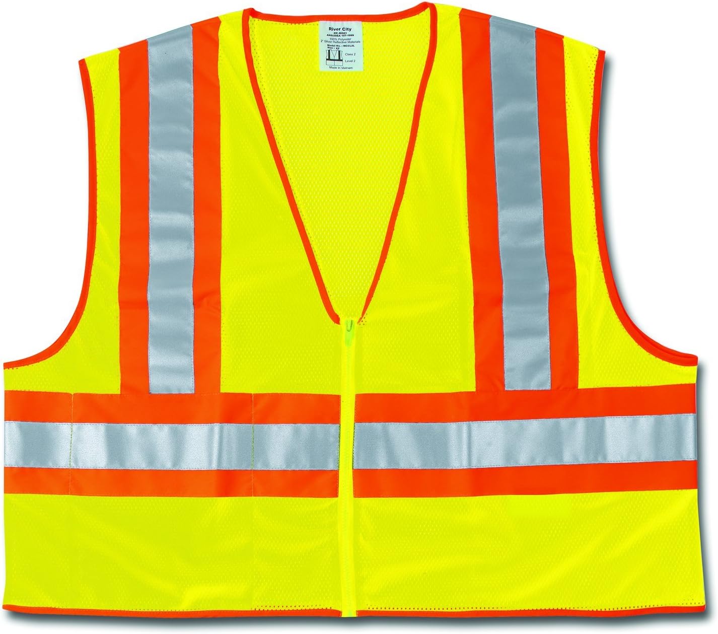 MCR Safety WCCL2LXL Class 2 Polyester Mesh Safety Vest with 3M Scotchlite 4-1/2-Inch Orange/Silver Reflective Stripe