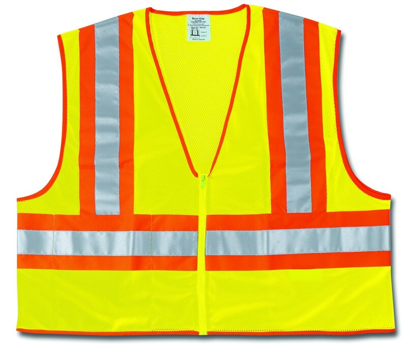 MCR Safety WCCL2LXL Class 2 Polyester Mesh Safety Vest with 3M Scotchlite 4-1/2-Inch Orange/Silver Reflective Stripe, Fluorescent Lime, X-Large