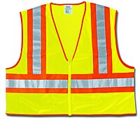 MCR Safety WCCL2LXL Class 2 Polyester Mesh Safety Vest with 3M Scotchlite 4-1/2-Inch Orange/Silver Reflective Stripe, Fluorescent Lime, X-Large