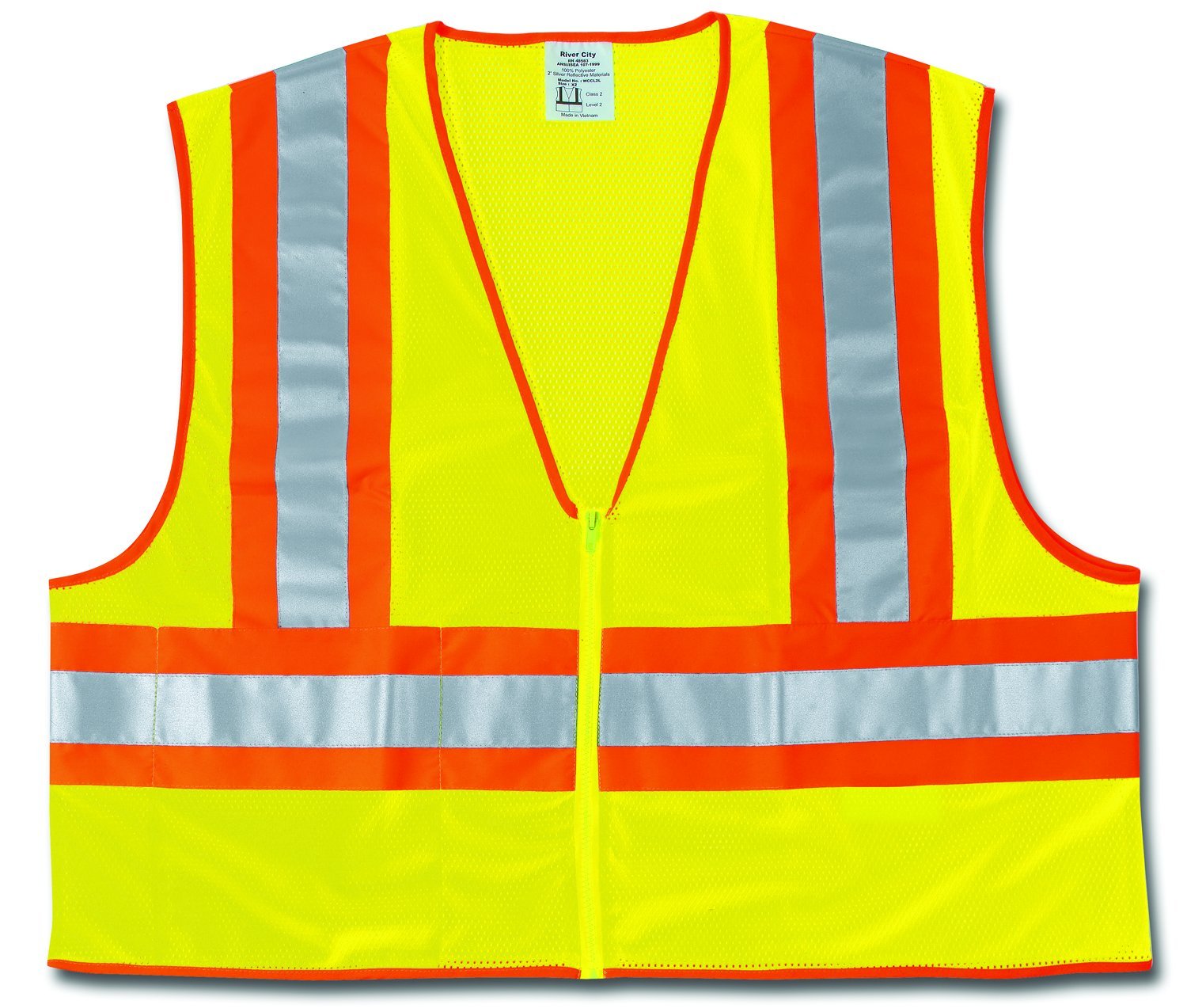 MCR Safety WCCL2 Class 2 Polyester Mesh Flame Resistant Safety Vest, Fluorescent Lime