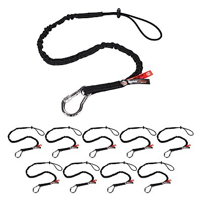 Ergodyne Squids 3100 Tool Lanyard with Single Carabiner and Adjustable Loop End, Standard Length Black