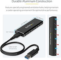 StarTech.com M.2 SSD Aluminum Enclosure to USB 3.0 (5Gbps) with UASP - Black - M.2 NGFF SATA with B Key & B+M Key
