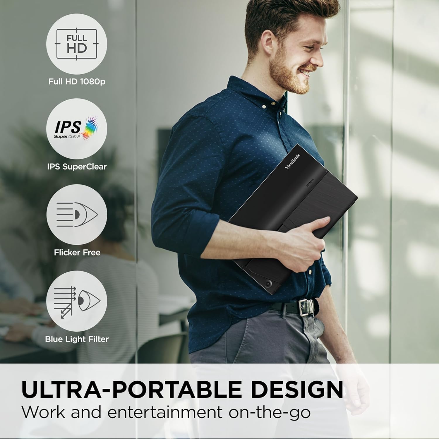 VIEWSONIC Portable 1080p IPS Monitor with 60W USB-C and Mini HDMI