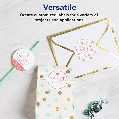 Avery Matte White Round Labels, Sure Feed Technology, 1.5" Diameter