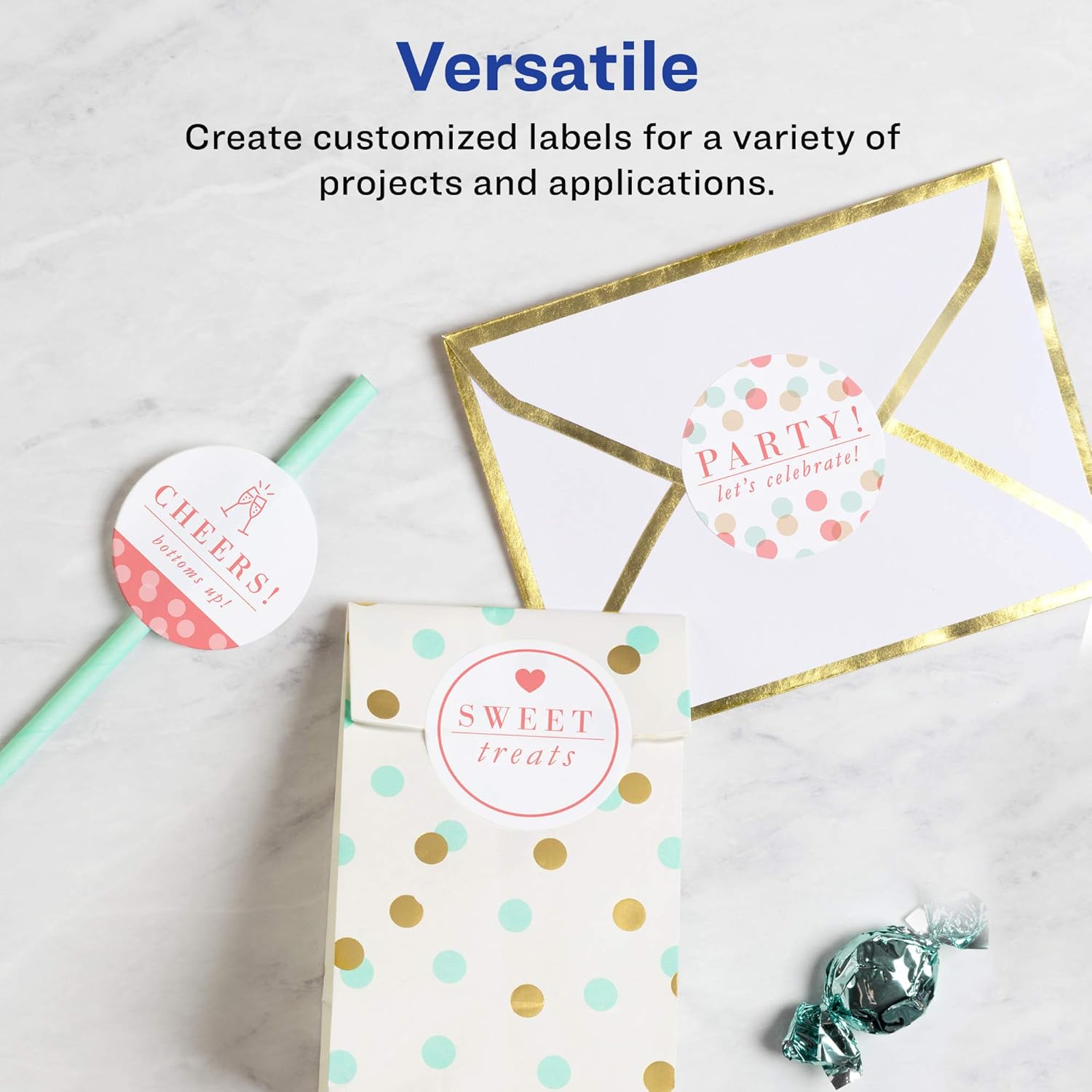 Avery Matte White Round Labels, Sure Feed Technology, 2.25" Diameter