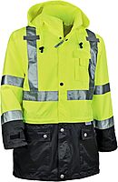 Ergodyne Standard Class 3 Hi-vis Rain Jacket Black Bottom Large