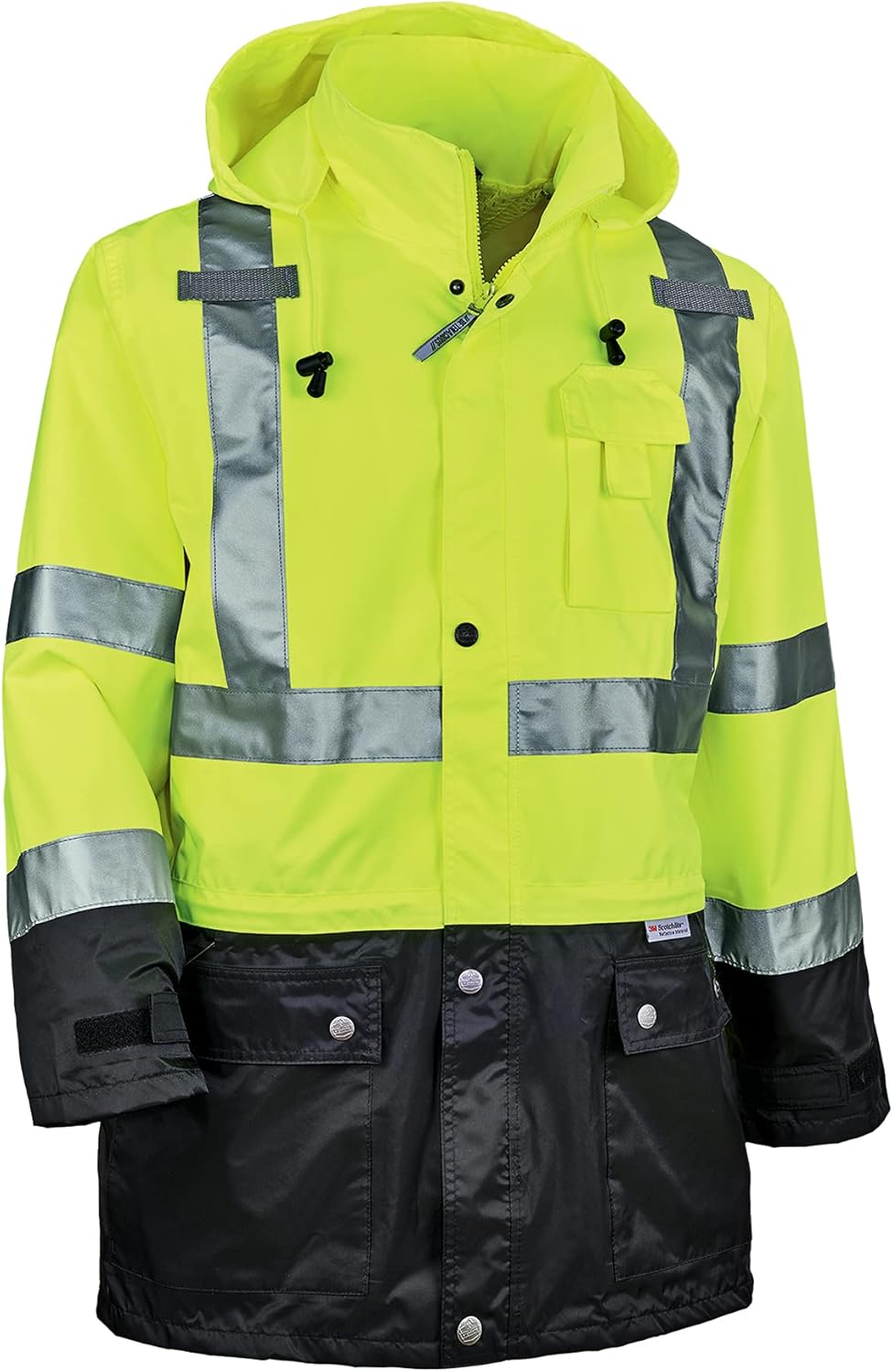 Ergodyne Standard Class 3 Hi-vis Rain Jacket Black Bottom Large