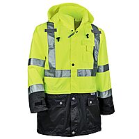 Ergodyne Standard Class 3 Hi-vis Rain Jacket Black Bottom Large