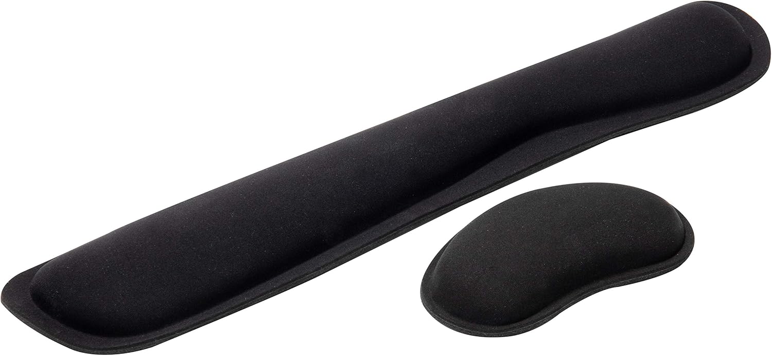 Mind Reader Ergonomic Keyboard and Mouse Wrist Rest Set, Gaming Accessory, Memory Foam, 16.75" L x 3" W x 0.75" H, 2 pcs