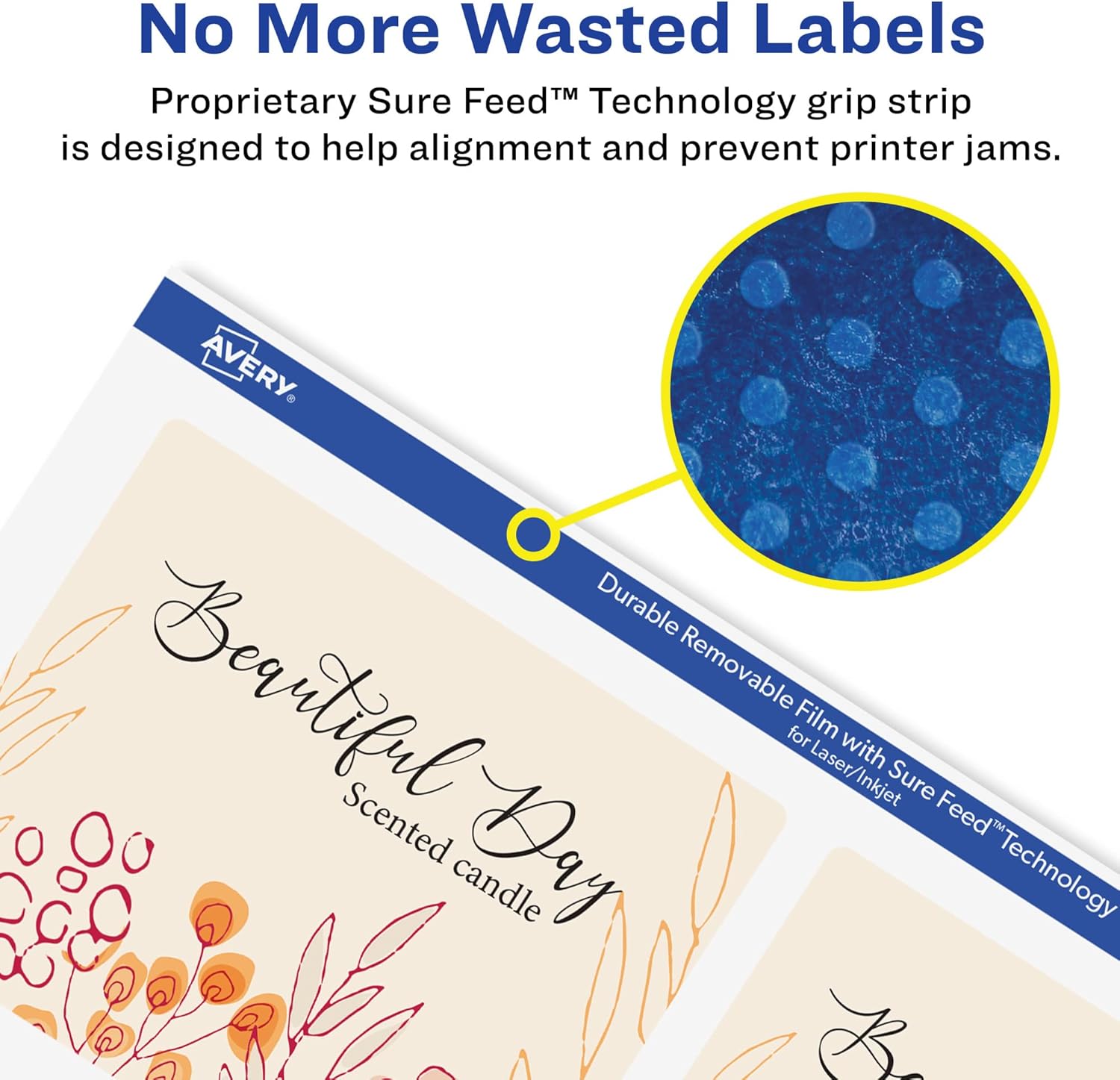 Avery Durable Removable Rectangle Labels, Sure Feed Technology, 3" x 3.75", Matte White Film