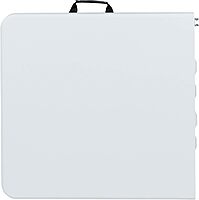 Flash Furniture Height-Adjustable Bi-Fold Plastic Folding Table With Carrying Handle, 29inH x 23-3/4inW x 47-1/2inD