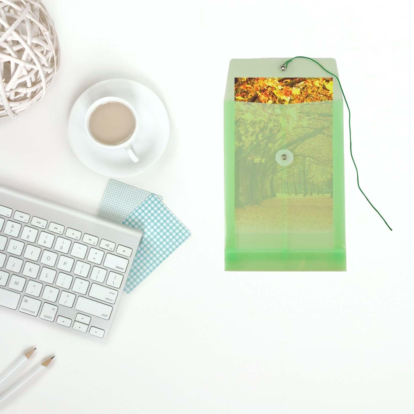 JAM PAPER Open-End Plastic Envelopes, Button & String