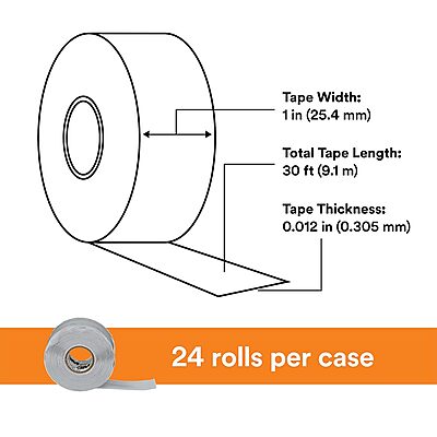 3M Scotch Self-Fusing Silicone Rubber Electrical Tape, High-Temperature, 1 in x 30 ft, Sky Blue/Gray