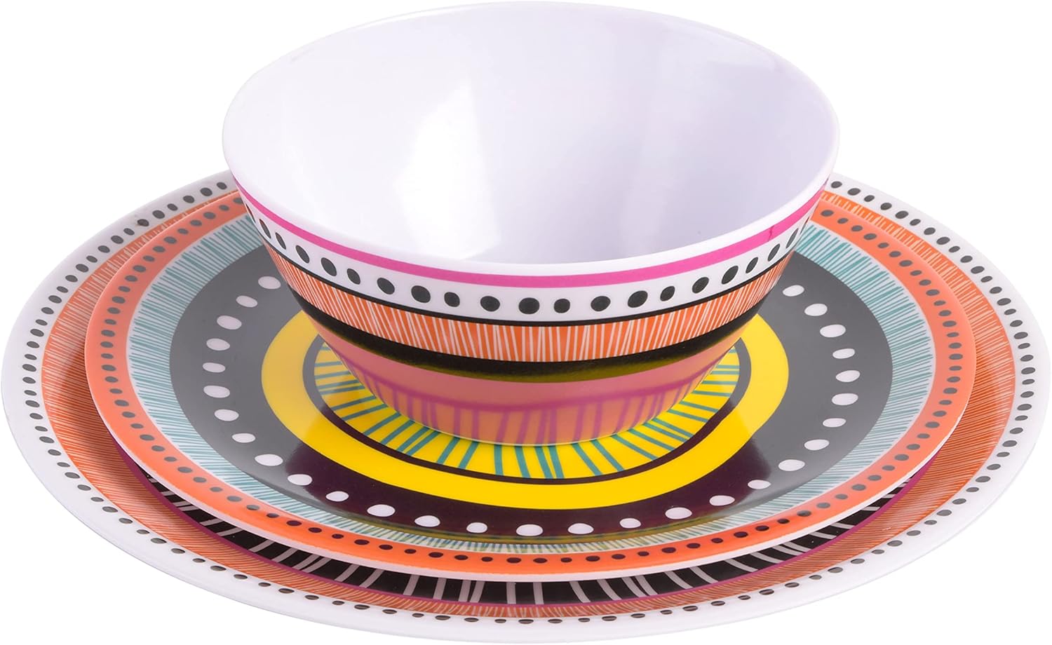 Gibson Home Almira Melamine Dinnerware, Assorted, Service for Four (12pcs) Assorted (Almira) Service for Four (12pcs)