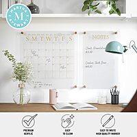 Martha Stewart Grayson Acrylic Wall Calendar and Notes Board with Dry Erase Marker