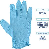 Boardwalk Disposable Examination Nitrile Gloves, Medium, Blue, 5mil, Box Of 100 Gloves