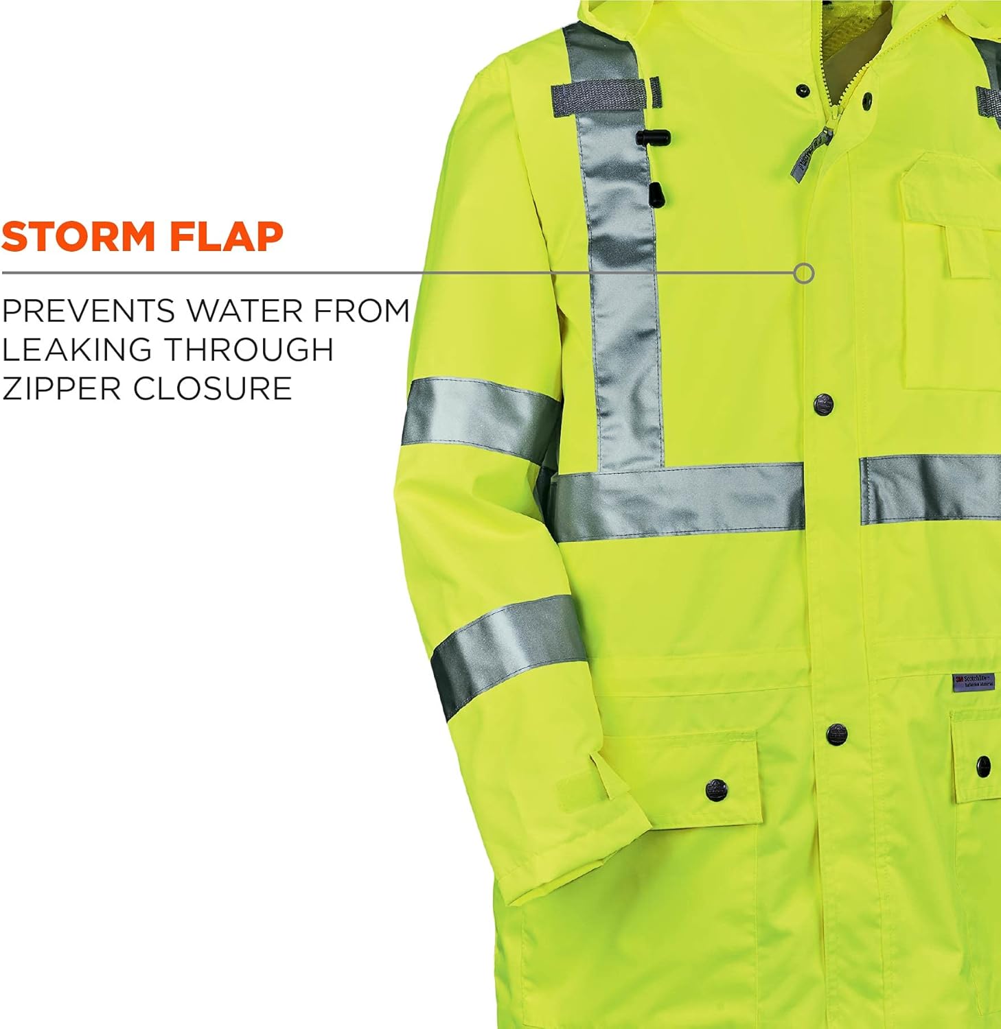 Ergodyne GloWear 8365 Rain Jacket, High Visibility, Reflective, ANSI Compliant outerwear Lime, X-Large