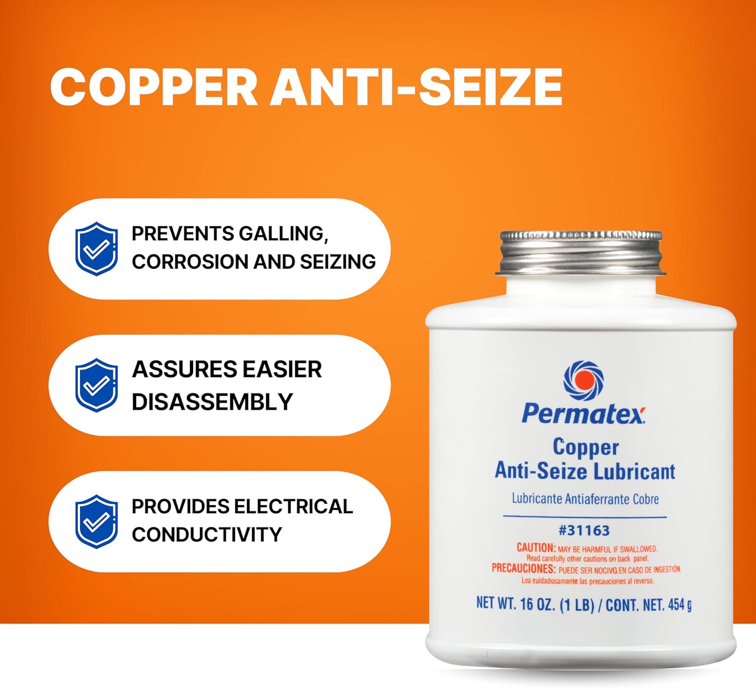 Permatex 31163 Copper Anti-Seize Lubricant, 1 lb Pack of 1 1 lb MACHINE