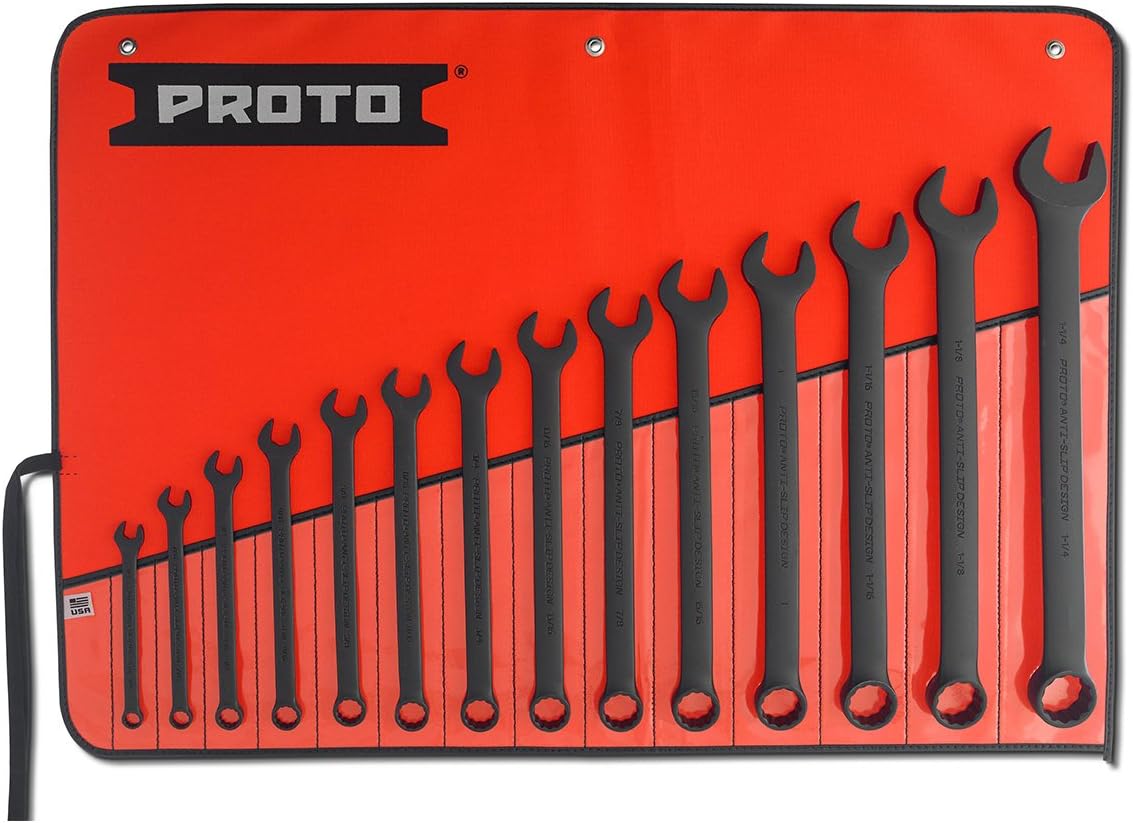 Stanley Proto J1200FBASD Combination Wrench Set, ProtoBlack, 14-Piece, 12 Point