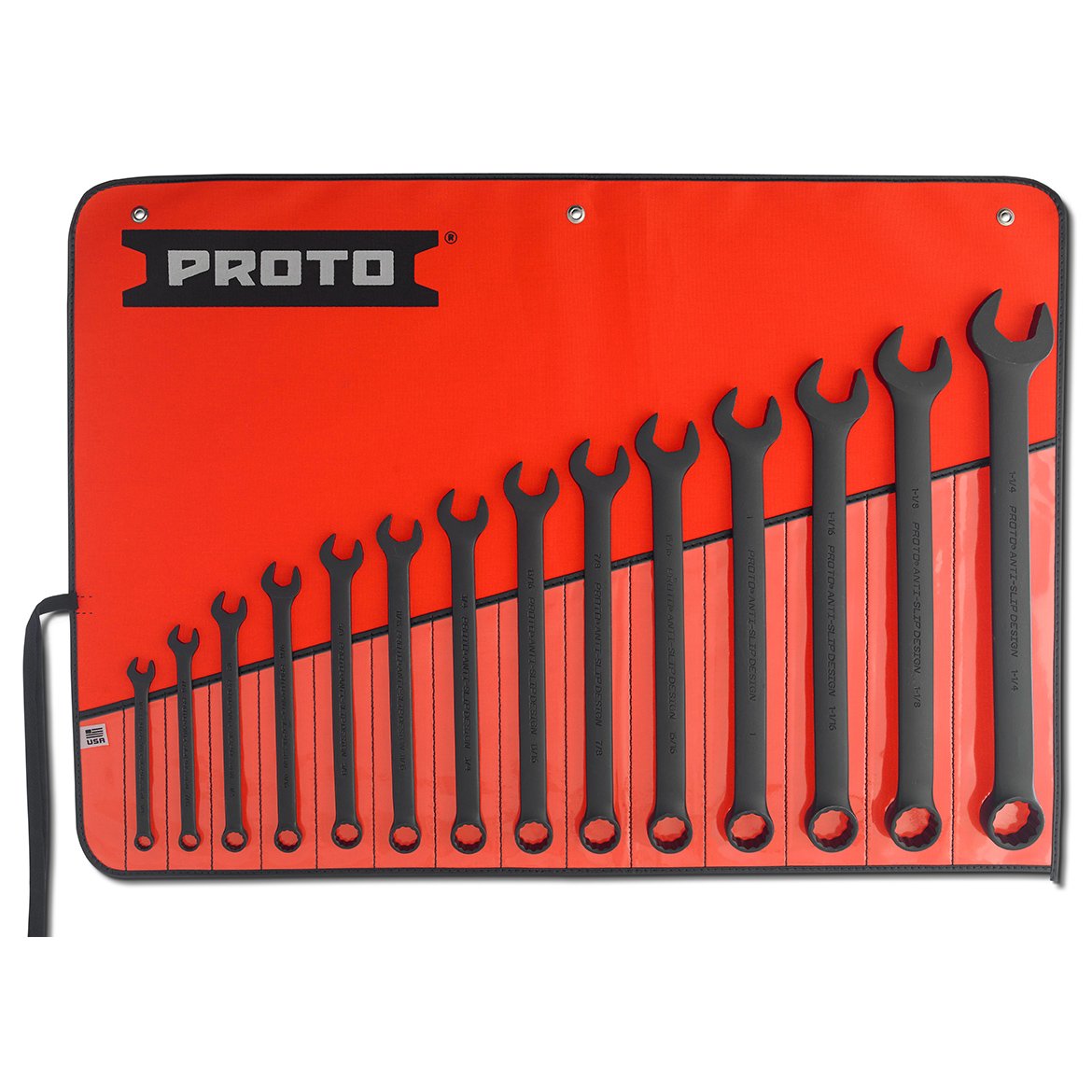 Stanley Proto J1200FBASD Combination Wrench Set, ProtoBlack, 14-Piece, 12 Point
