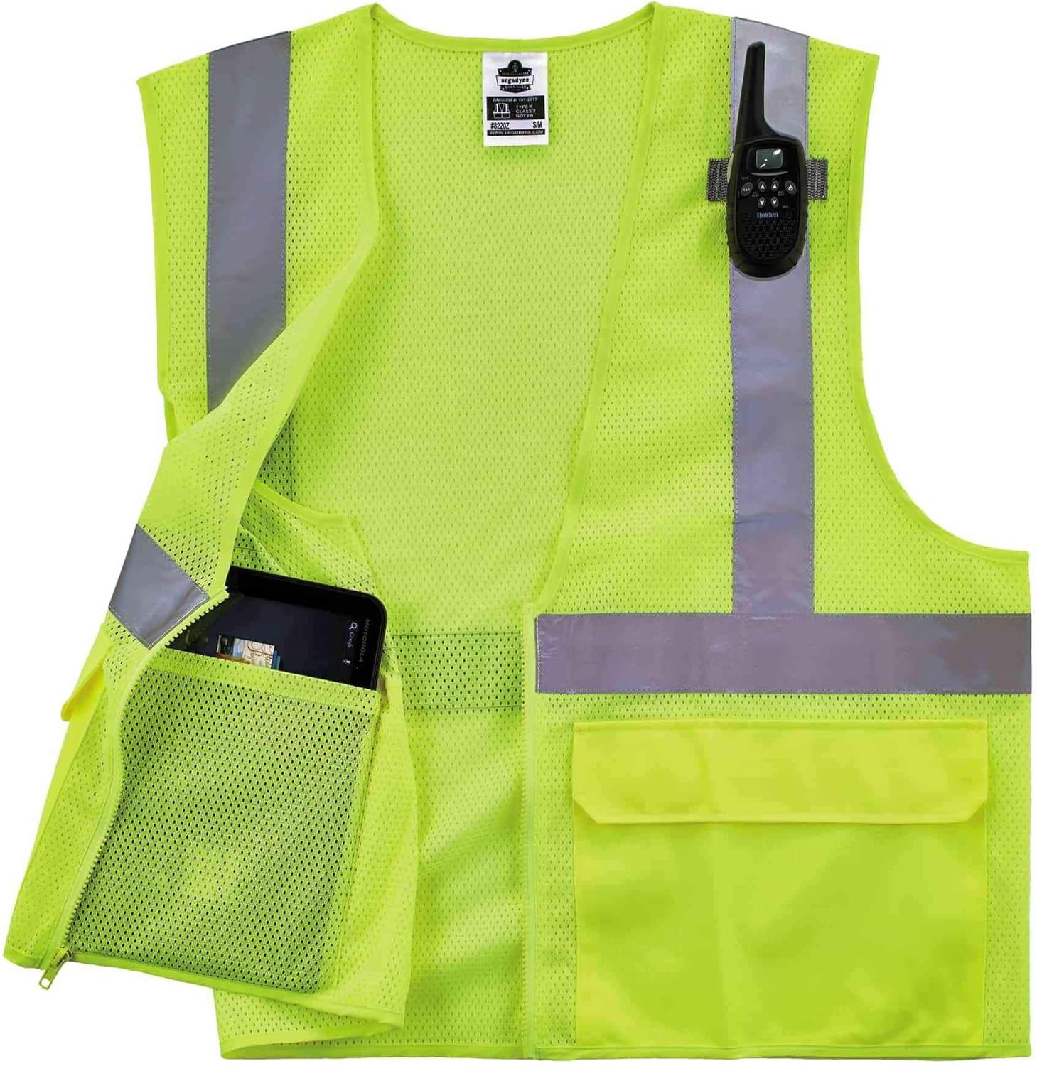 Ergodyne GloWear 8220Z High Visibility Reflective Safety Vest, ANSI/ISEA 107 Class 2, Zipper Closure