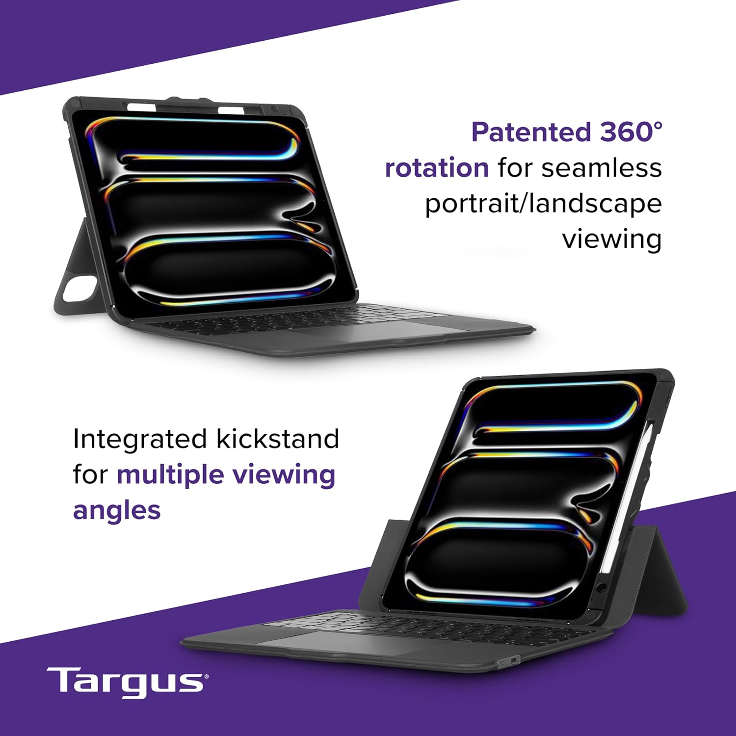 Targus VersaVu Bluetooth Keyboard Case for iPad Pro 13-inch (M4) – 360 Degree Rotation, Backlit Keys, Multi-Touch Trackpad