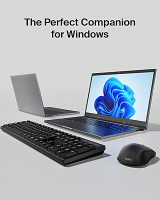 Belkin Wireless Keyboard and Mouse with USB-A Receiver - Keyboard Set withWireless Mouse, Ergonomic Design for Home, Office