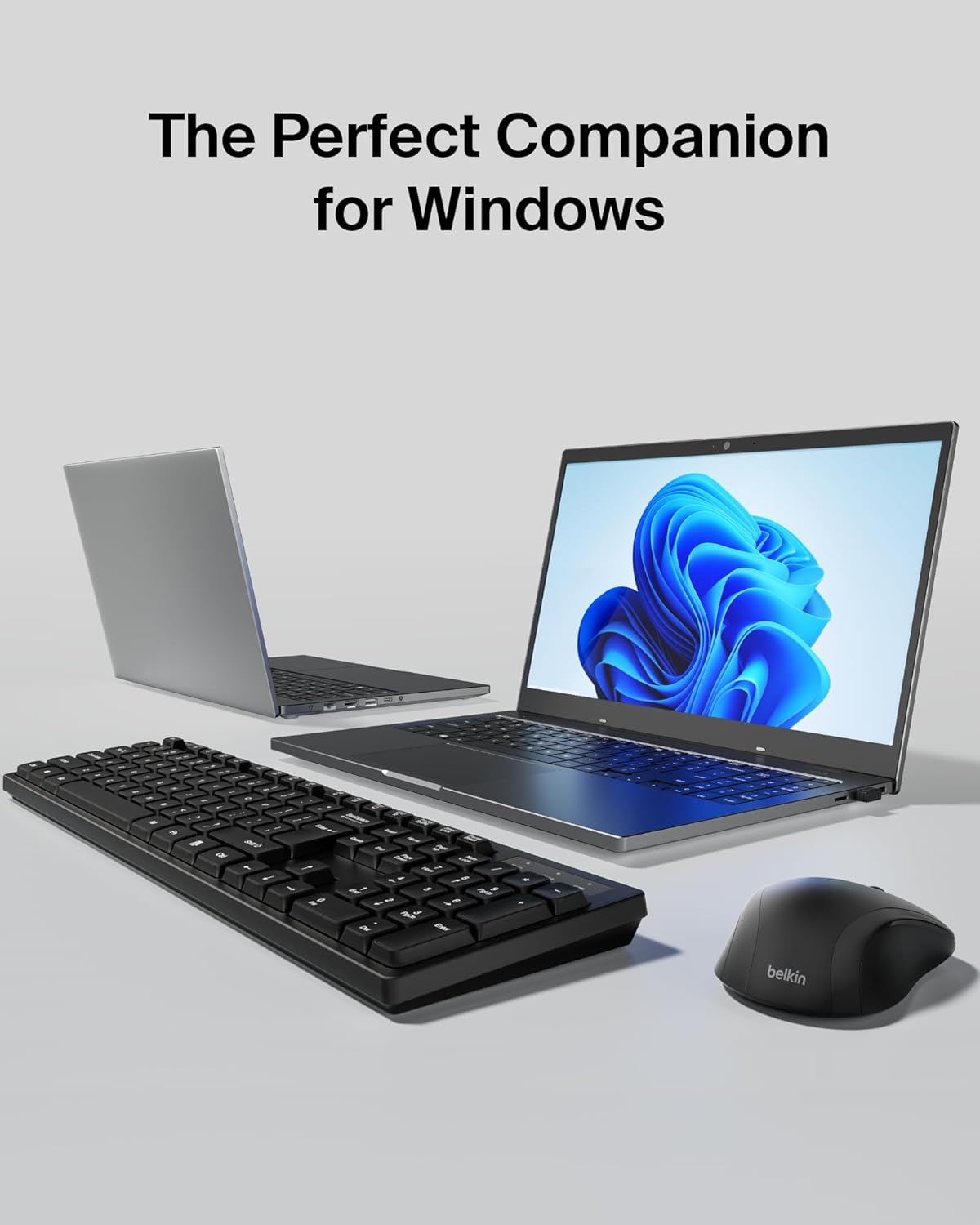 Belkin Wireless Keyboard and Mouse with USB-A Receiver - Keyboard Set withWireless Mouse, Ergonomic Design for Home, Office