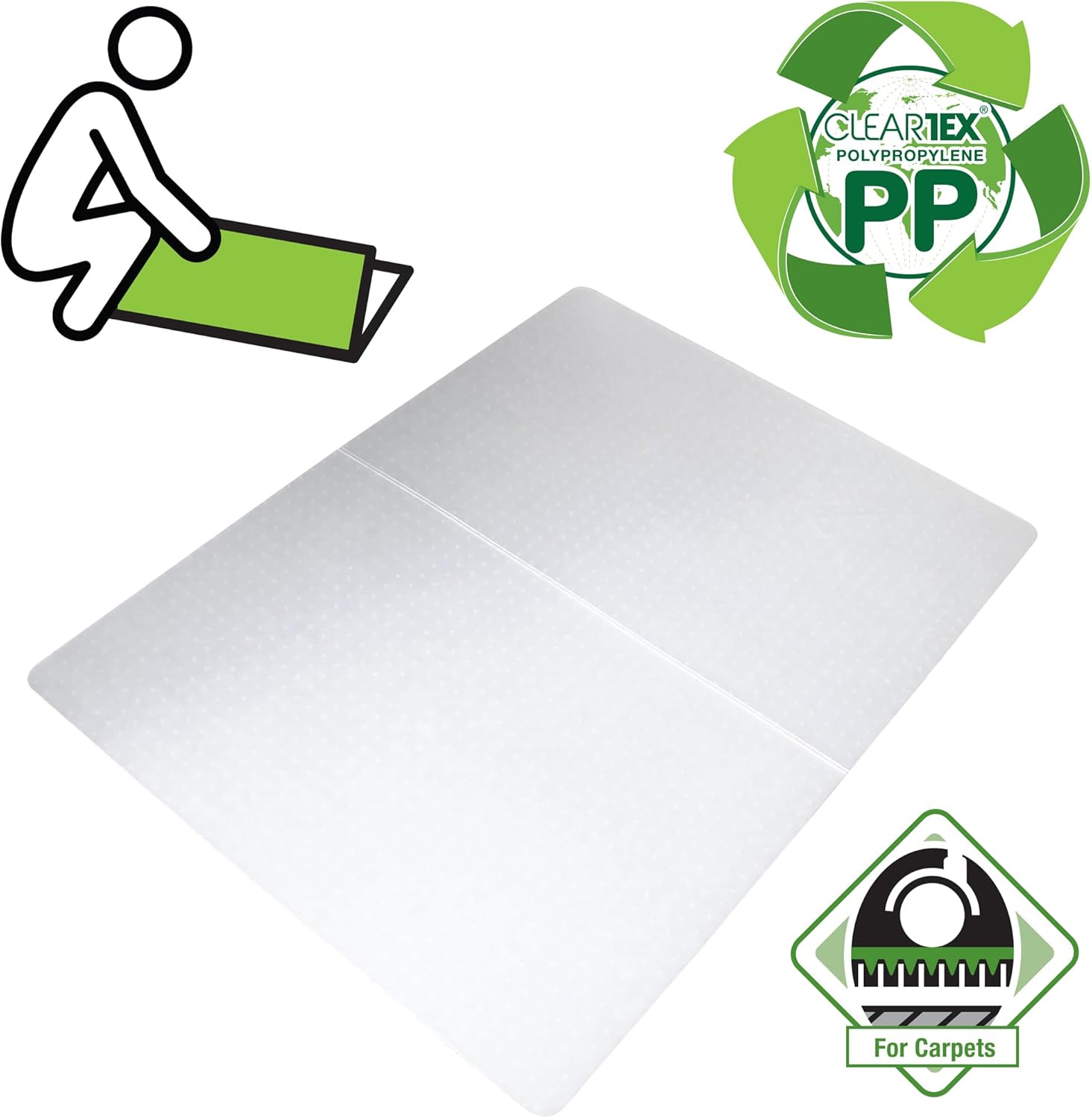 FLOORTEX Polypropylene Rectangular Chair Mat for Low-Pile Carpets