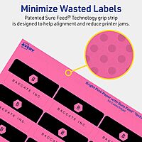 AVERY Printable Rectangle Labels with Sure Feed Technology, 1-1/4" x 2-3/8", Bright Pink, Print-to-The-Edge