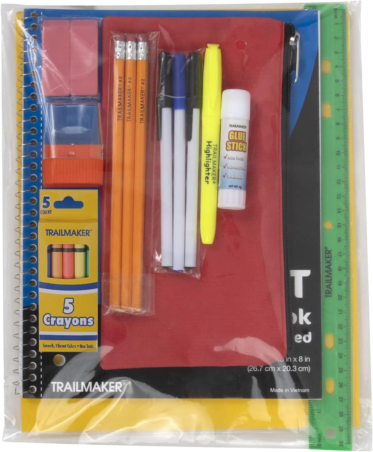20 Piece School Supplies Pack for K-12 Back to School Supplies Bundle for School Students, Boys and Girls