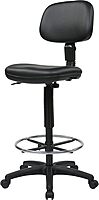 Office Star DC Series Adjustable Drafting Chair with Foot Ring and Sculptured Foam Seat, Black Vinyl