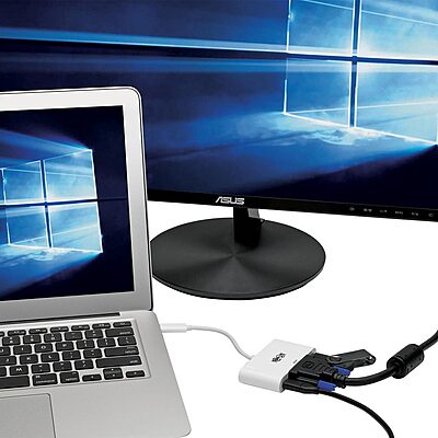 Tripp Lite USB C to DVI Multiport Video Adapter Converter 1080p w/ USB-A Hub & USB-C PD Charging Port