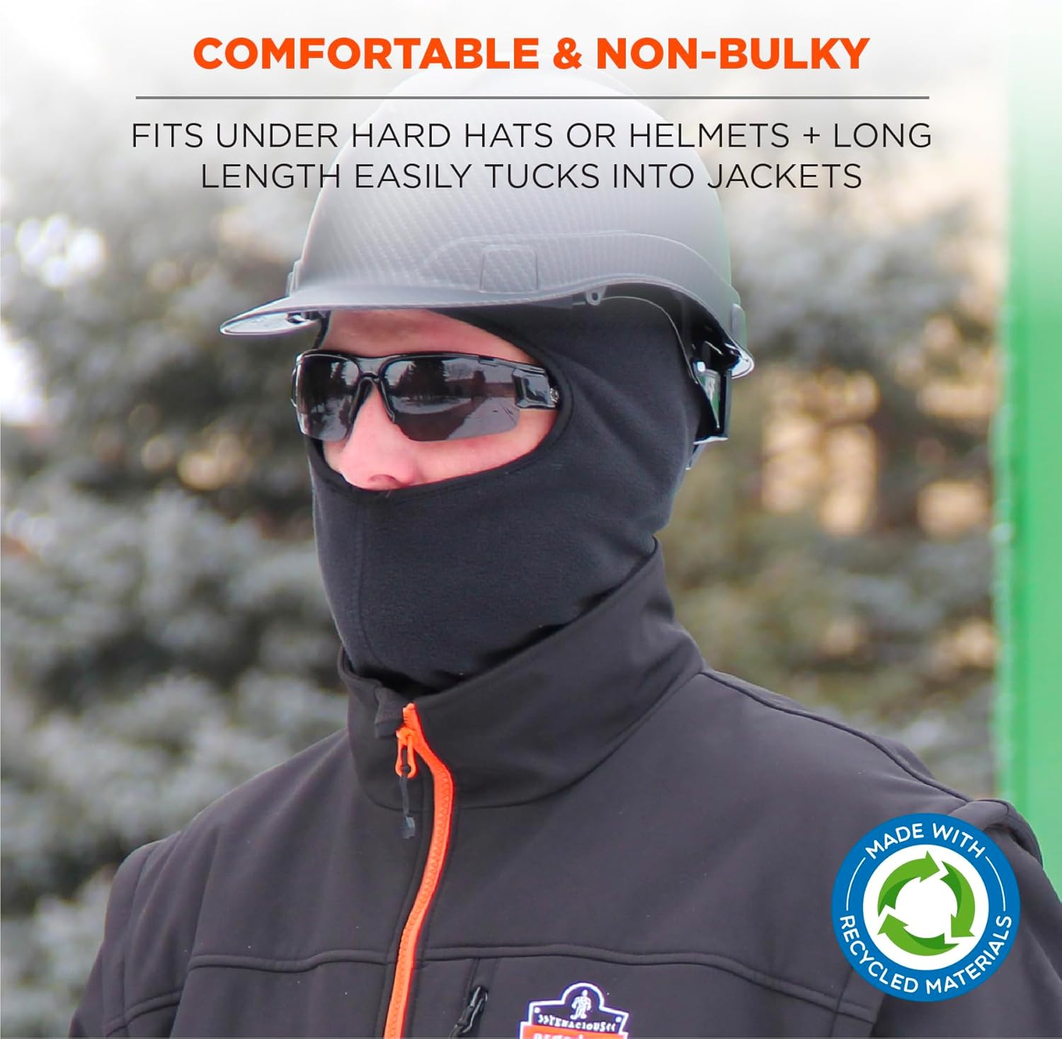 Ergodyne Standard Recycled Balaclava Face Mask, Black