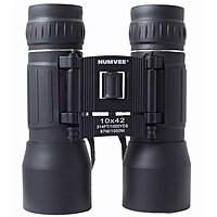Humvee HMV-B-10X42-BLK Rubber Armor Compact Binocular with Anti-Reflective Ruby Red Lens, 10x42, Black