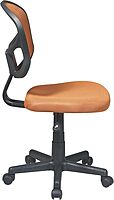 OSP Home Furnishings EM Series Mesh Back Armless Task Chair with Padded Fabric Seat and 360 Degree Swivel, Orange