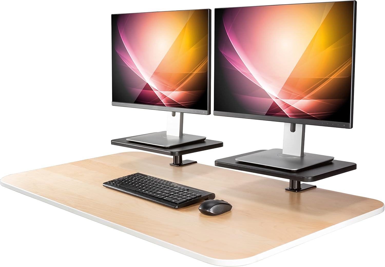 Allsop Ascend Metal/Wood Adjustable Monitor Stands, 5-3/4inH x 15inW x 9-1/4inD, Brown, Set Of 2 Stands