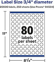 Avery Matte White Round Printable Labels - 3/4" - Sure Feed